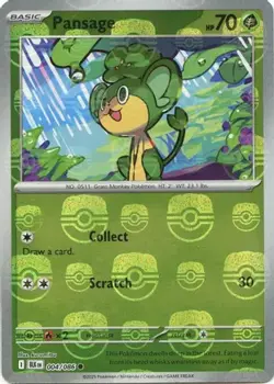Pansage (Master Ball Pattern) 004/086 Holo Common Black Bolt Pokemon NM/M - Image 4