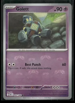 Golett (Master Ball Pattern) 042/086 Common Black Bolt Pokemon NM/M - Image 1