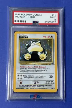1999 Pokemon Jungle Snorlax Holo #11 PSA 9 MINT - Image 1