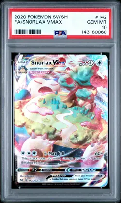 2020 POKEMON SWORD & SHIELD #142 FULL ART/SNORLAX VMAX PSA 10 - Image 1
