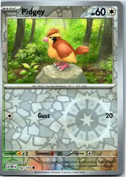 Pidgey Reverse Holo Pokemon Obsidian Flames 162/197 NM - Image 1