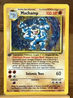 Pokemon TCG Machamp 8/102 First Edition Base Set Holo Rare LP - Image 1