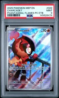 2025 POKEMON MEP PHANTASMAL FLAMES POKEMON CENTER PROMO #022 CHARCADET PSA 9 - Image 1
