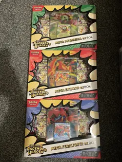 Ascended Heroes Mega EX Box Bundle x3 Pokemon - Meganium | Emboar | Feraligatr - Image 1