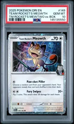 PSA 10 - Team Rockets Meowth 149/182 Cosmo Holo Promo Pokemon TCG - Image 1