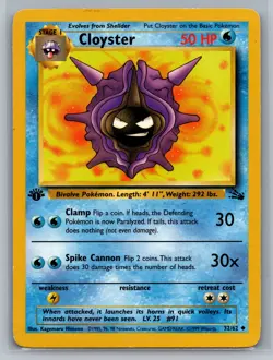 Cloyster Fossil #32/62 Uncommon First 1st Edition Pokemon Card - Image 1
