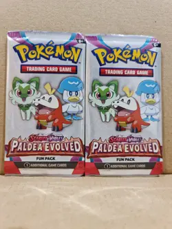 Pokemon TCG Scarlet & Violet Paldea Evolved Fun Pack x2 (3 Cards Booster Pack) - Image 1