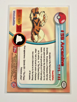 Pokemon #59 Arcanine Card 1999 Topps TV Animation Edition Red Logo - Image 2