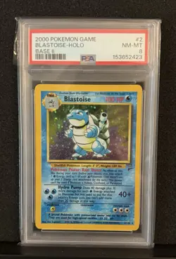 Pokemon TCG Blastoise Holo Base Set 2 WOTC 2/130 Card 2000 PSA 8 - Image 1