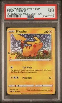 PSA 9 2020 Pokemon Swsh Black Star Promo #039 Pikachu Holo - Image 1