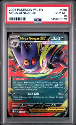 2025 POKEMON PFL EN-PHANTASMAL FLAMES #056 MEGA GENGAR EX PSA 10 - Image 1