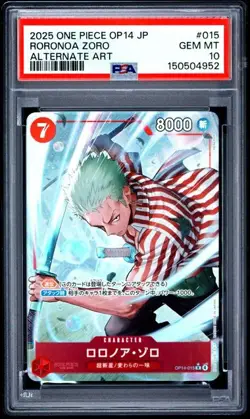 2025 ONE PIECE JPN OP14 #015 RORONOA ZORO ALTERNATE ART PSA 10 (Q952 - Image 1