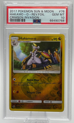 2017 POKEMON SUN & MOON CRIMSON INVASION #76 HAKAMO-O REVERSE FOIL PSA 10 GEM MT - Image 1