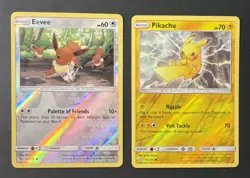 Pokemon Cosmic Eclipse Pikachu Reverse Holo & Ultra Prism Eevee Reverse Holo NM - Image 1