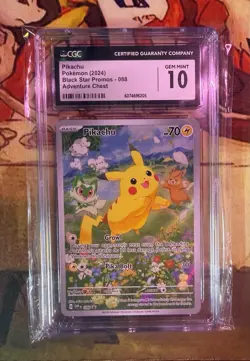 CGC 10 Pokemon Black Star Promos 088 Pikachu Illustration Rare Adventure Chest - Image 1