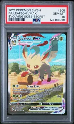 Leafeon VMAX ALT ART Pokemon 2021 Evolving Skies Secret Rare 205/203 PSA 10 - Image 1