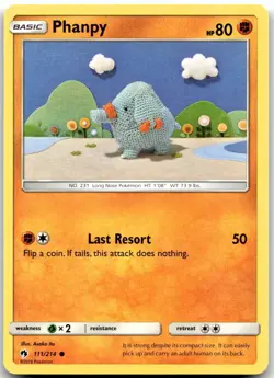 Pokemon Phanpy Lost Thunder SM8 #111/214 Common LP SET FILLER *LOOK* - Image 1