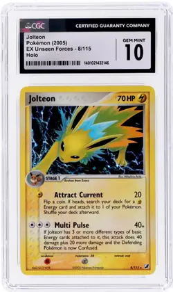 Jolteon 8/115 Pokemon EX Unseen Forces Holo CGC Gem Mint 10 ⚡ - Image 1