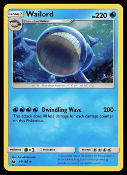Wailord 40/168 Cosmos Holo Rare Celestial Storm Pokemon Card - Image 1