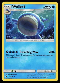 Wailord 40/168 Cosmos Holo Rare Celestial Storm Pokemon Card - Image 1