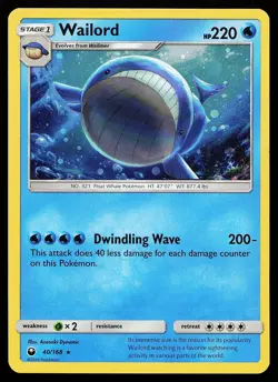 Wailord 40/168 Cosmos Holo Rare Celestial Storm Pokemon Card - Image 1