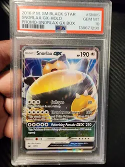 2016 POKEMON SM BLACK STAR PROMO SNORLAX GX BOX #SM05 SNORLAX GX-HOLO PSA 10 - Image 2