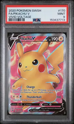 2020 POKEMON SWORD & SHIELD VIVID VOLTAGE #170 FULL ART/PIKACHU V PSA 9 - Image 1