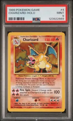 1999 POKEMON BASE SET UNLIMITED #4 CHARIZARD-HOLO PSA 9 CHASER - Image 1