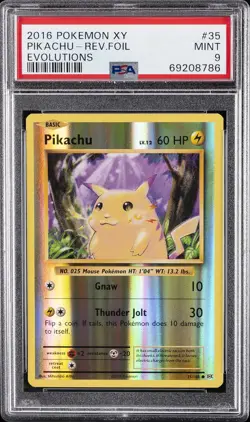 2016 POKEMON XY EVOLUTIONS #35 PIKACHU-REVERSE FOIL PSA 9 - Image 1