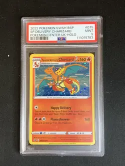 Pokemon TCG PSA 9 SPECIAL DELIVERY CHARIZARD SWSH075 PROMO 2022 ENG ENGLISH HOLO - Image 1