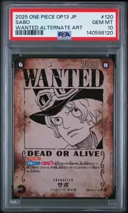 2025 ONE PIECE JAPANESE OP13-CARRYING ON HIS WILL #120 SABO PSA 10 - Image 1