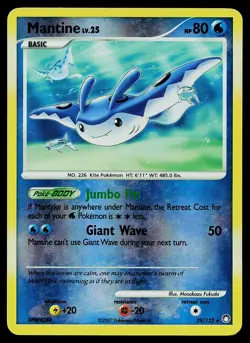 Pokemon Card Mysterious Treasures Mantine 29/123 Rare Reverse Holo - Image 1
