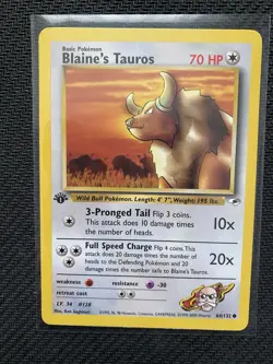 Blaine's Tauros - 1st Edition - 64/132 Gym Heroes - Pokemon TCG - 2000 - Image 1