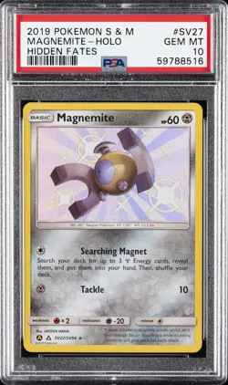 2019 POKEMON SUN & MOON HIDDEN FATES #SV27 MAGNEMITE-HOLO PSA 10 - Image 1