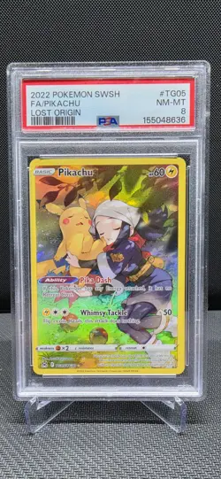 2022 FA PIKACHU TG05 POKEMON LOST ORIGIN FULL ART PSA 8 NM-MT - Image 1