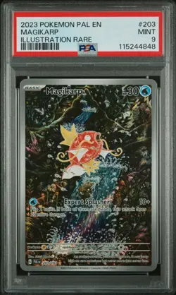 2023 Pokemon PAL EN #203 Magikarp Illustration Rare PSA 9 MINT - Image 1