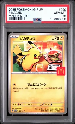 2025 POKEMON JAPANESE M-P PROMO MCDONALD'S #020 PIKACHU PSA 10 - Image 1
