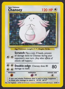 Pokemon Chansey 3/102 Holo 1999-2000 UK 4th Print Base Set - Image 1