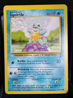 Pokemon TCG Squirtle #93/130-Base Set 2-English NM - Image 1