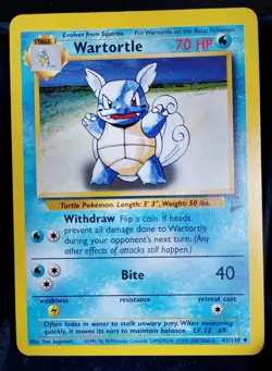 Pokemon TCG Wartortle #63/130-Base Set 2-English NM - Image 1