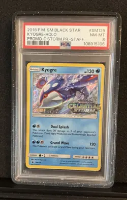 Pokemon 2018 Black Star Promo Kyogre Celestial Storm Staff PSA 8 POP 54 - Image 1
