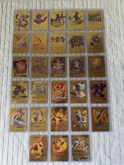 Lot Of 28 Gold Foil Fan Art Pokemon Cards - Image 1