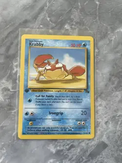 1999 Krabby 51 51/62 Common 1st First Edition Fossil Set Pokemon Card LP NM WOTC - Image 1