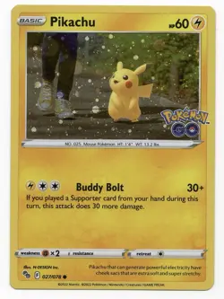 Pikachu 027/078 Pokemon Go Stamped Holo Card NEAR MINT/MINT - Image 1
