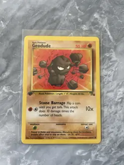1999 Geodude 47 47/62 Common 1st First Edition Fossil Set Pokemon Card NM LP - Image 1