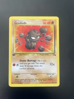 1999 Geodude 47 47/62 Common 1st First Edition Fossil Set Pokemon Card NM LP - Image 2