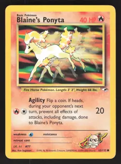 Blaine's Ponyta 63/132 Pokemon TCG Gym Heroes LP - Image 1