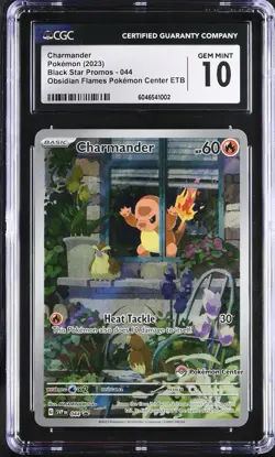 Charmander Black Star Promo 044 Pokemon Center Stamped Obsidian Flames CGC 10 - Image 1
