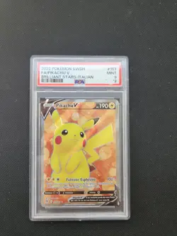 Pokemon V PSA 9 Ita Pikachu V Full Art Ultra 157/172 Astri Lucenti no charizard - Image 2