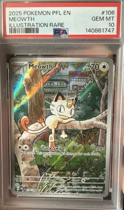 2025 POKEMON PFL EN-PHANTASMAL FLAMES ILLUSTRATION RARE #106 MEOWTH PSA 10 - Image 1
